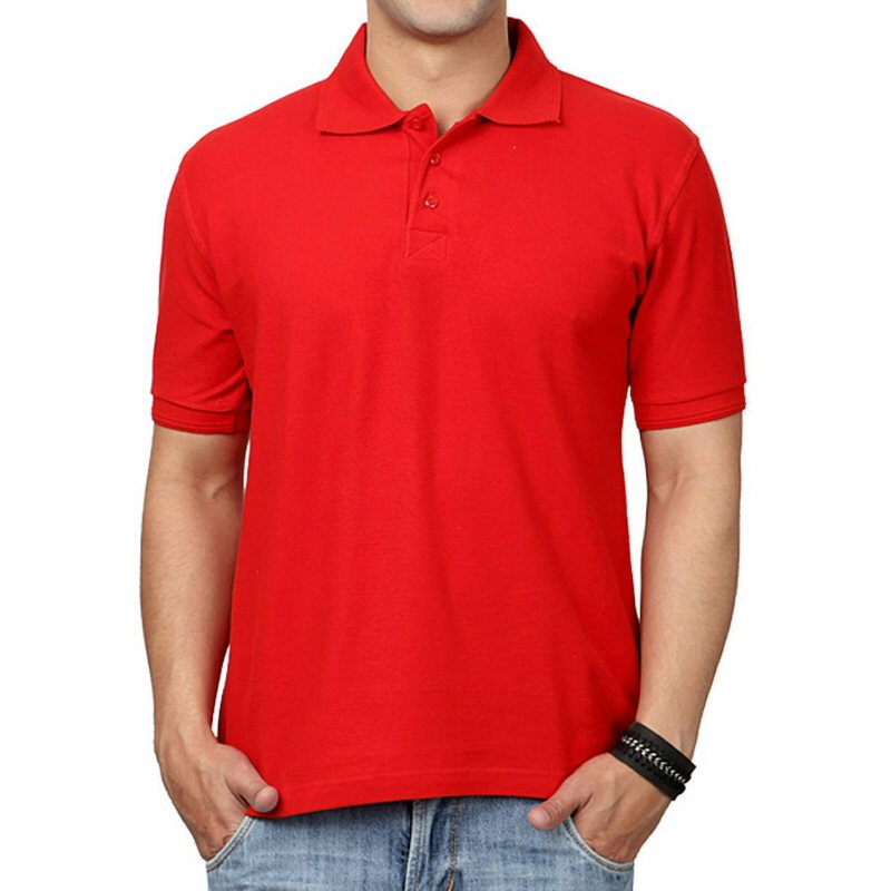 Red Plain Collar Polo T-shirt image