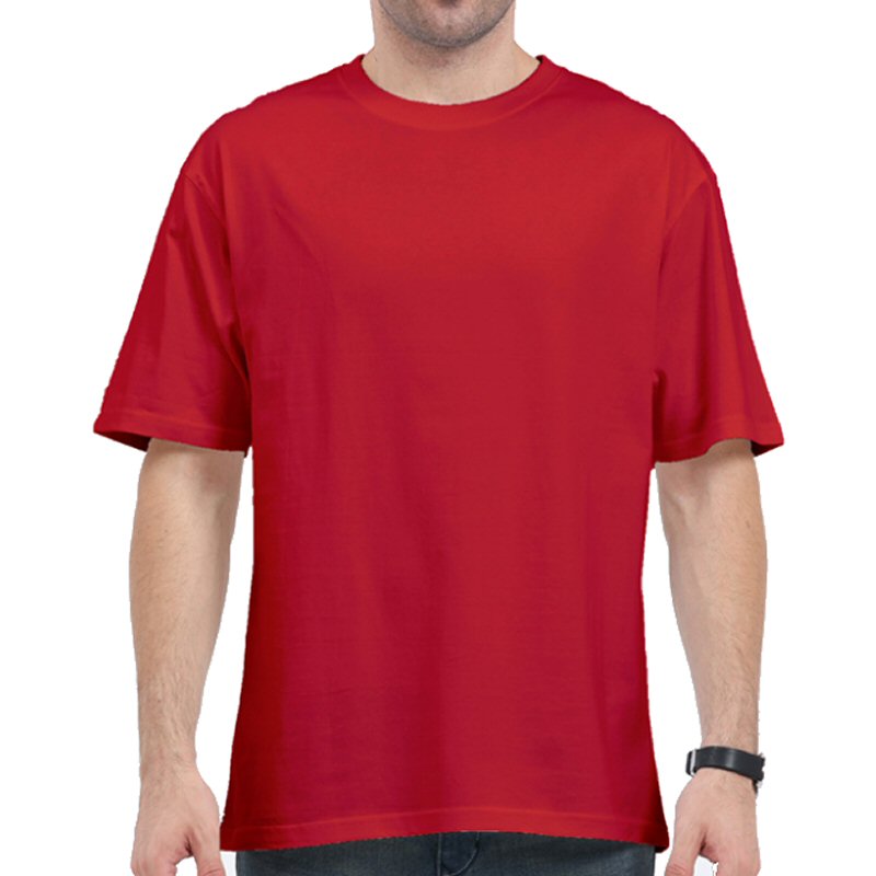 Red Unisex Plain Cotton Oversized 240 Gsm Round Neck T-shirt image