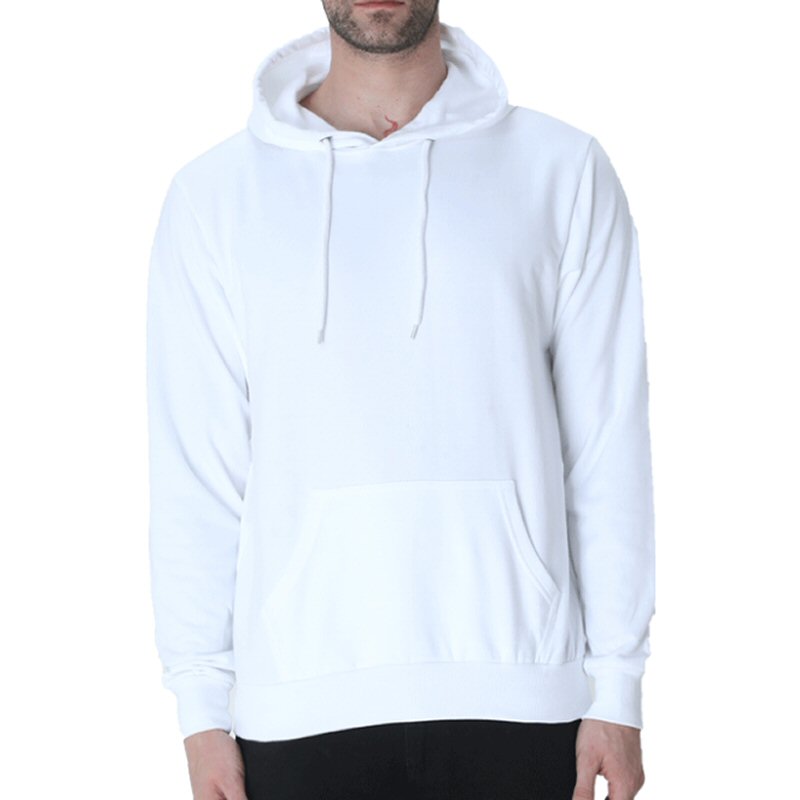 White Unisex Plain Cotton Hoodie image