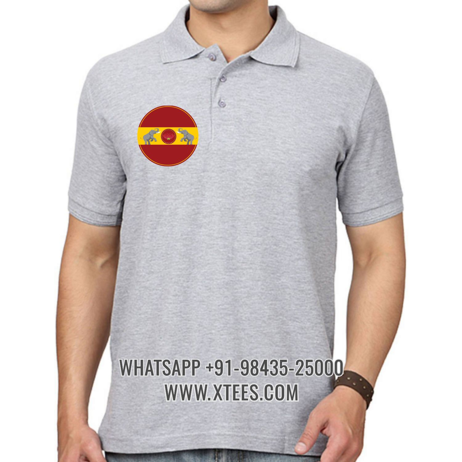 Tamilaga Vettri Kazhagam Tvk Logo 2 Right Chest Logo Printed Collar Polo T-shirt image