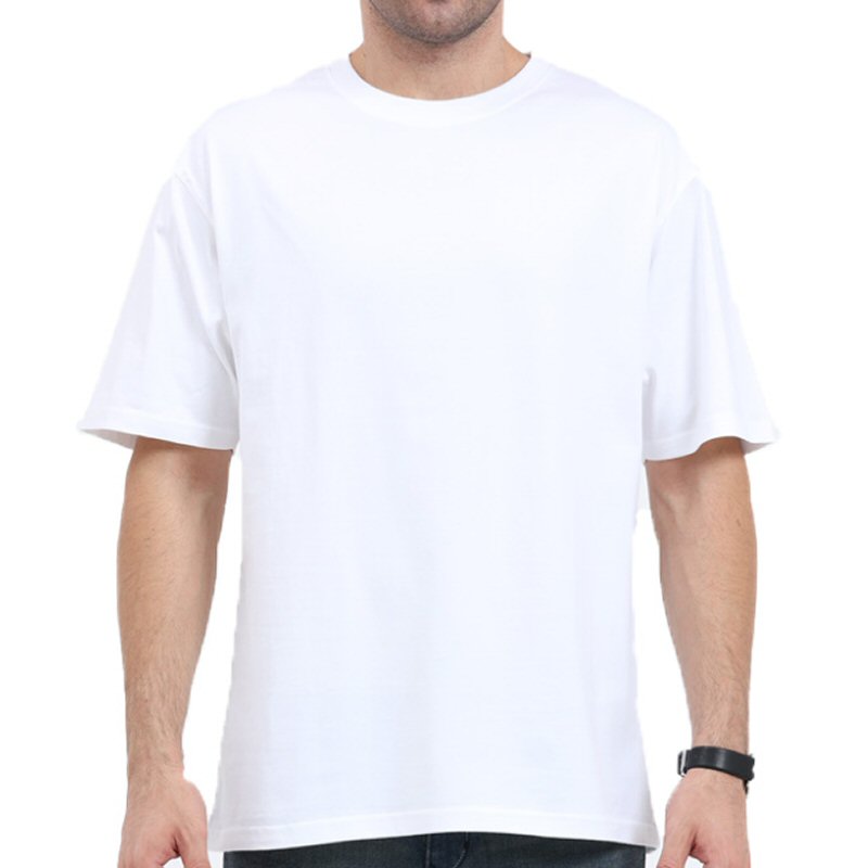 White Unisex Plain Cotton Oversized 240 Gsm Round Neck T-shirt image