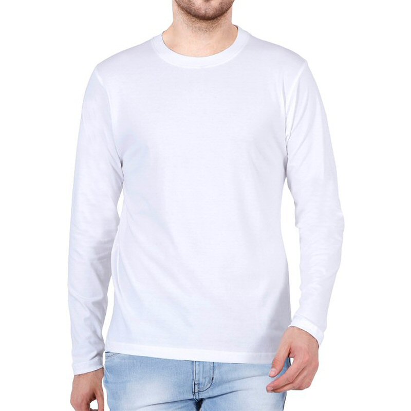 White Plain Full Sleeve Round Neck T-shirt image