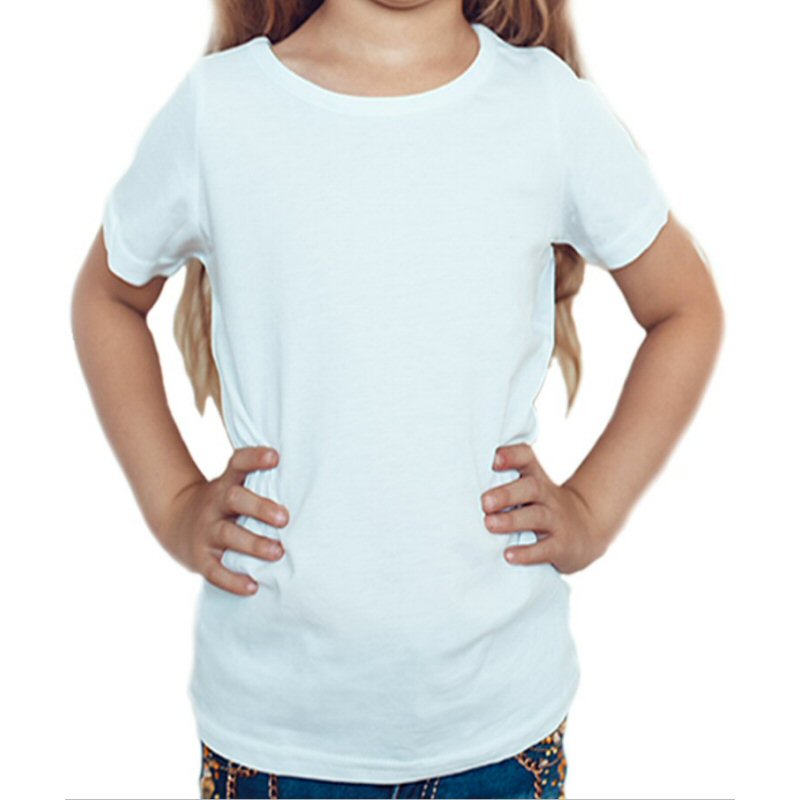 White Plain Kids Girls Round Neck T-shirt image