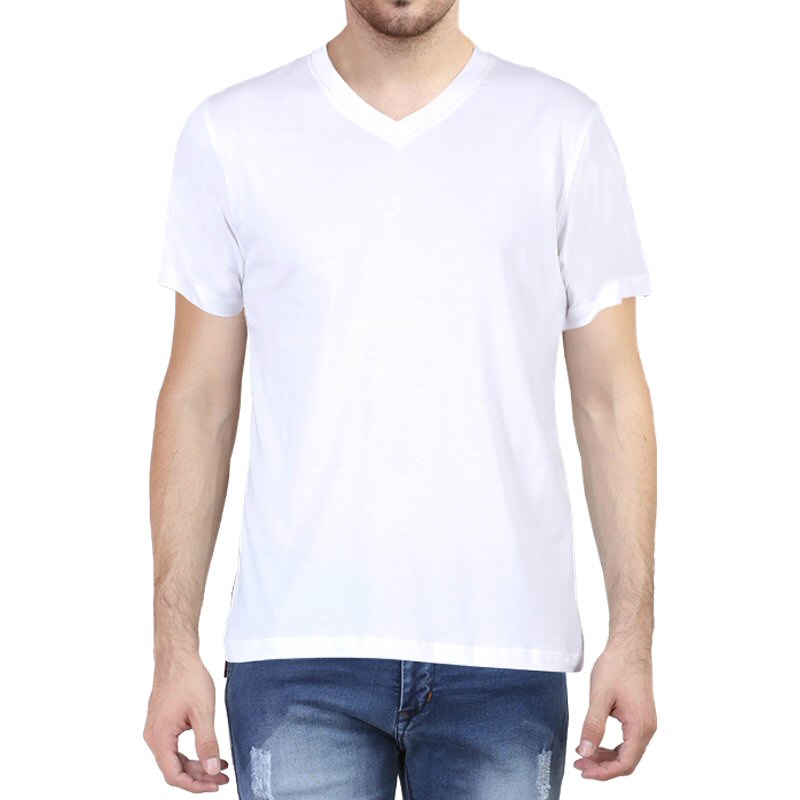 White Plain V Neck T-shirt image
