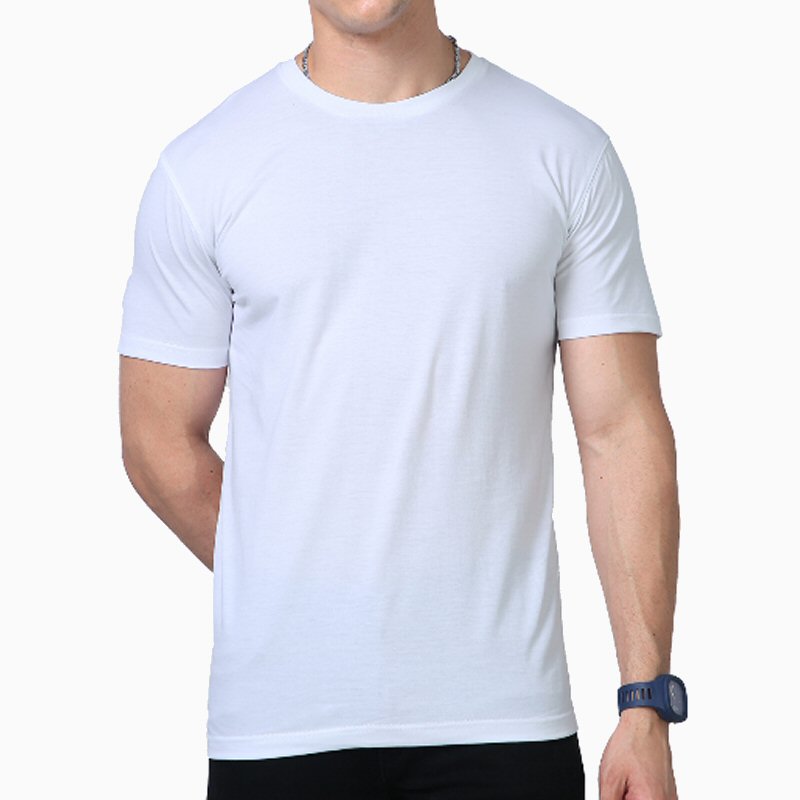 White Supima Cotton Plain Round Neck T-shirt image